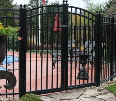 12' Aluminum Ornamental Double Swing Gate - Flat Top Series A - Over Arch