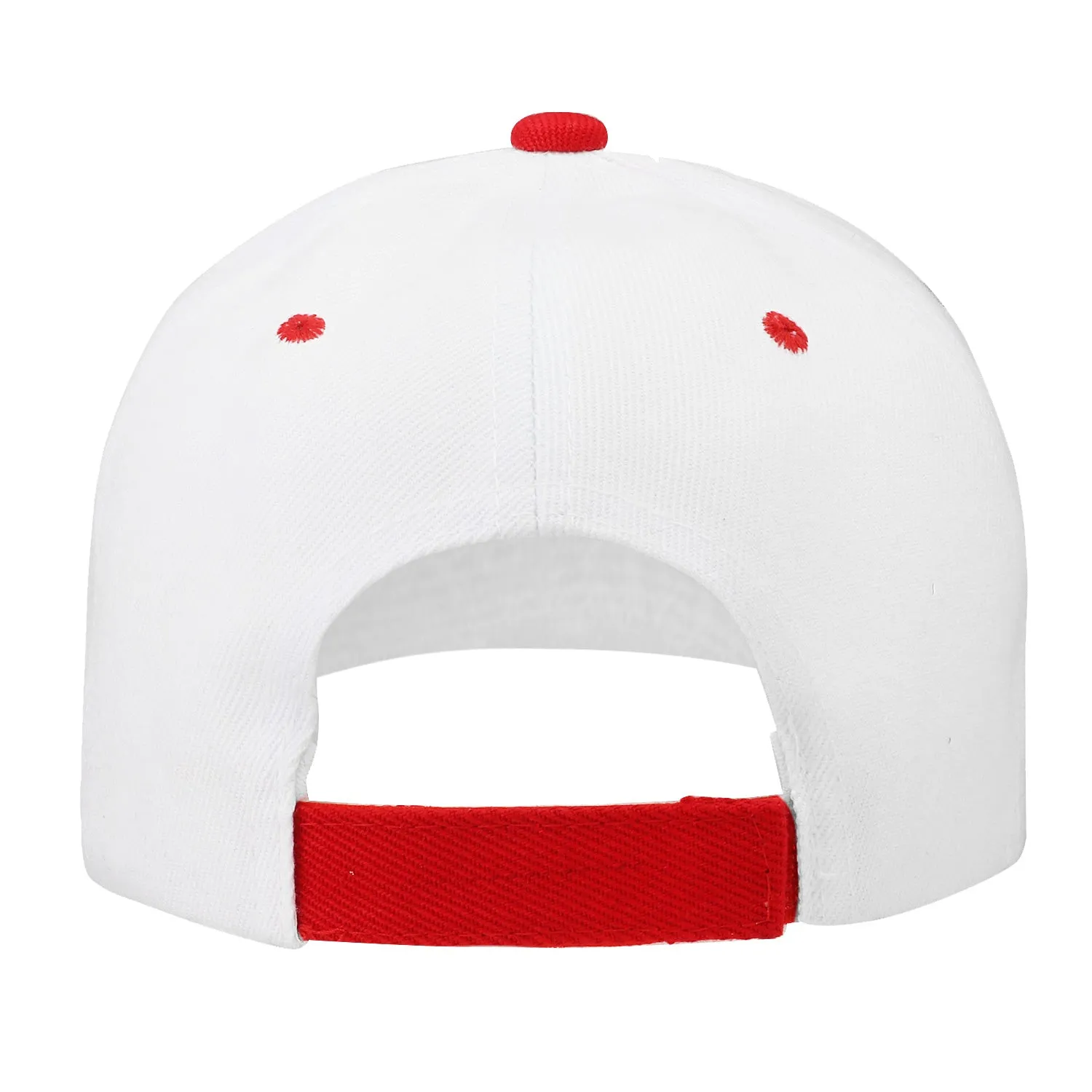 12-Pack Baseball Dad Cap Velcro Strap Adjustable Size - White/Red