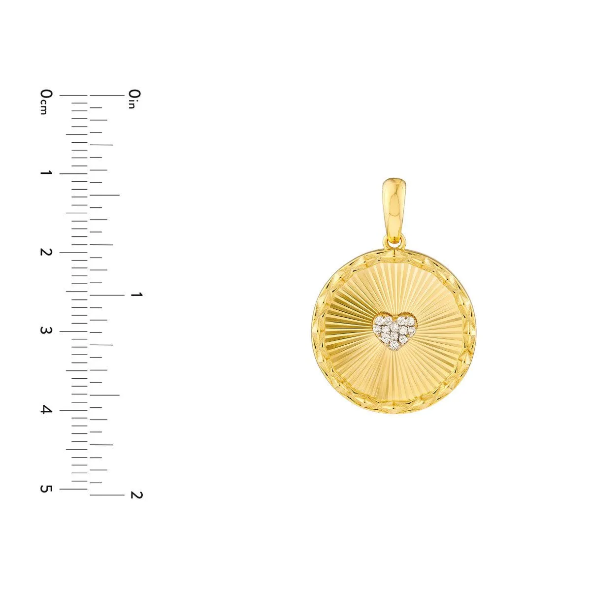 14K Yellow Gold Round Radiant Diamond Heart Pendant