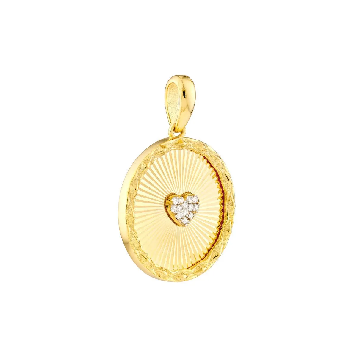 14K Yellow Gold Round Radiant Diamond Heart Pendant