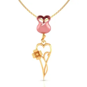 22k Pink Yellow With Heart And Flower Style Gold Pendant