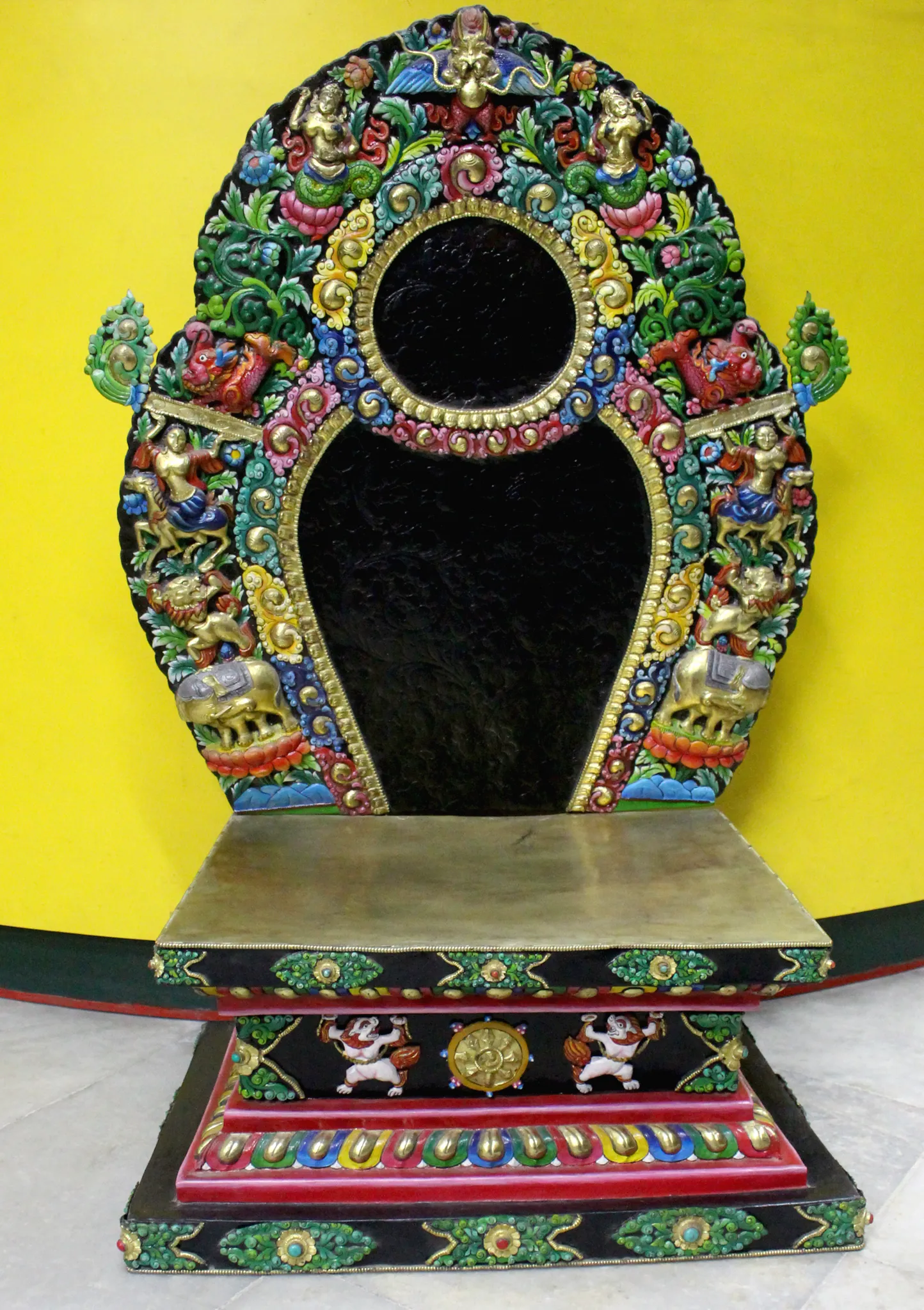 24K Gold Majestic Green Tara Hand Painted Sculpture 33" H