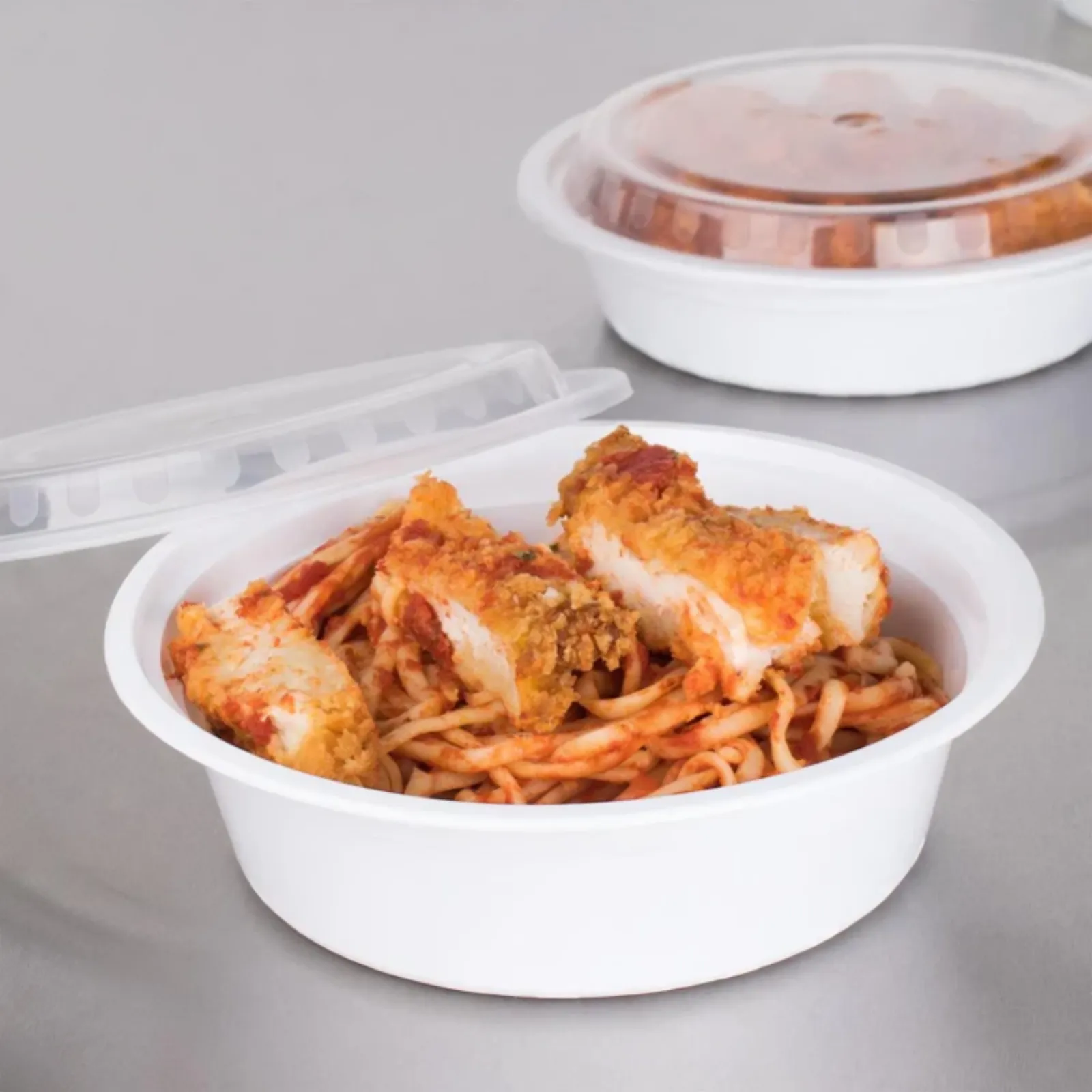 32oz Extra Strong Quality White round Disposable Meal Prep/ Bento Box Container