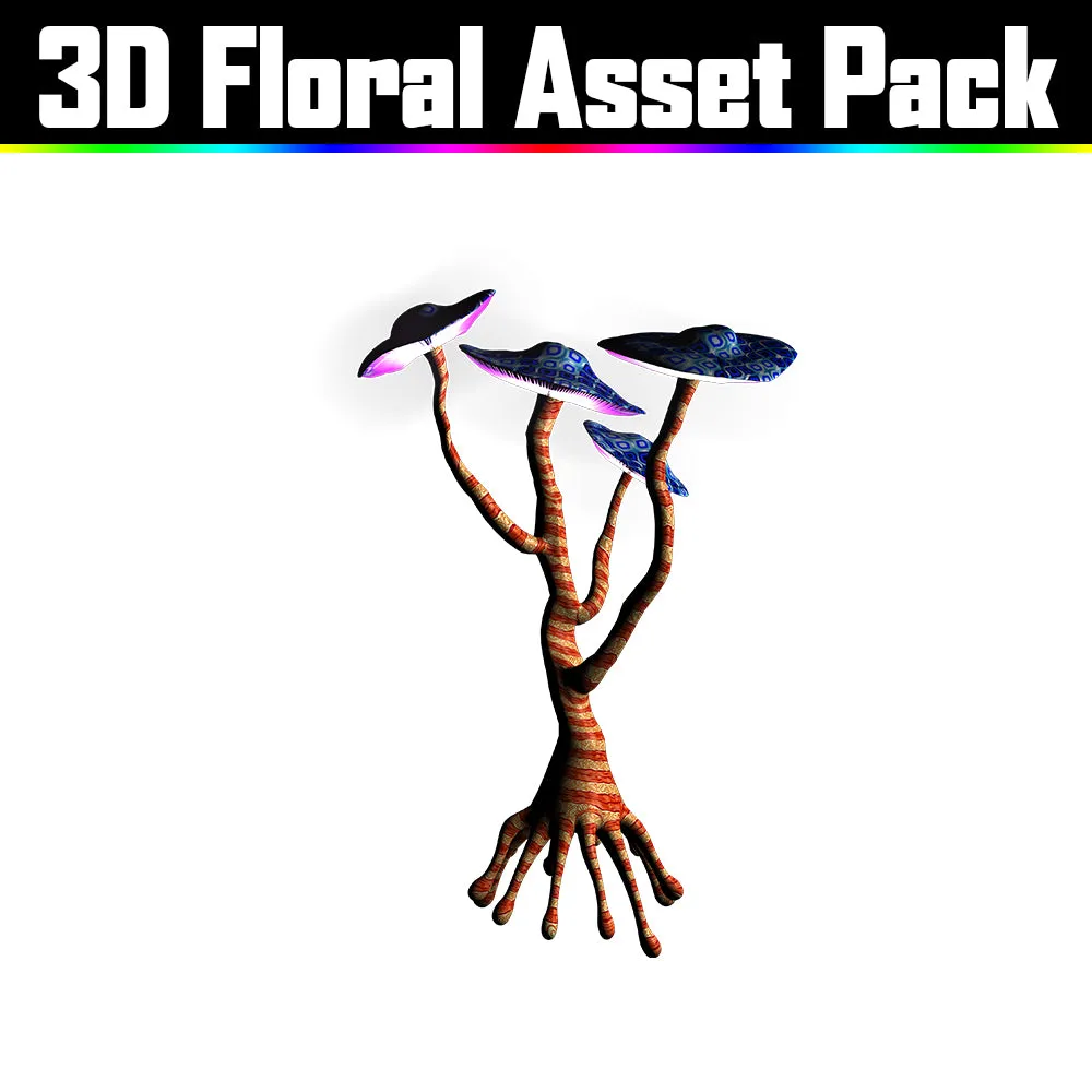 3D Floral Asset Pack - Psychedelic Art Graphic Assets