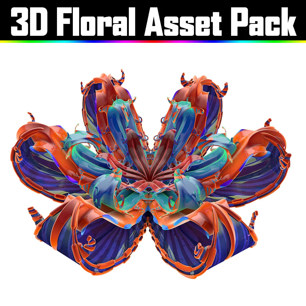 3D Floral Asset Pack - Psychedelic Art Graphic Assets