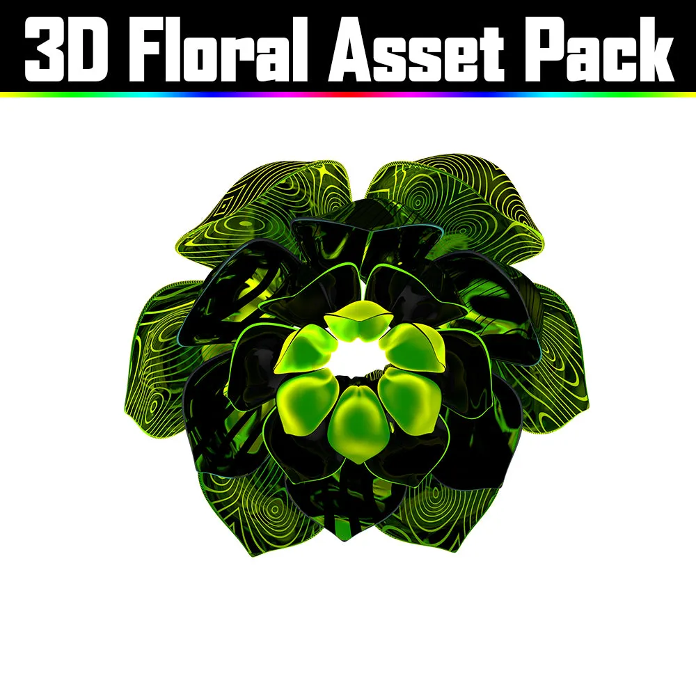 3D Floral Asset Pack - Psychedelic Art Graphic Assets