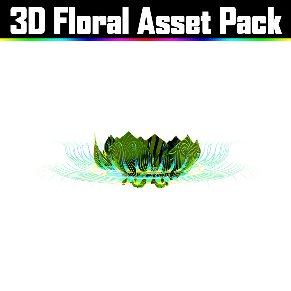 3D Floral Asset Pack - Psychedelic Art Graphic Assets