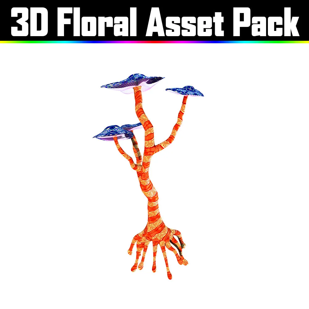 3D Floral Asset Pack - Psychedelic Art Graphic Assets