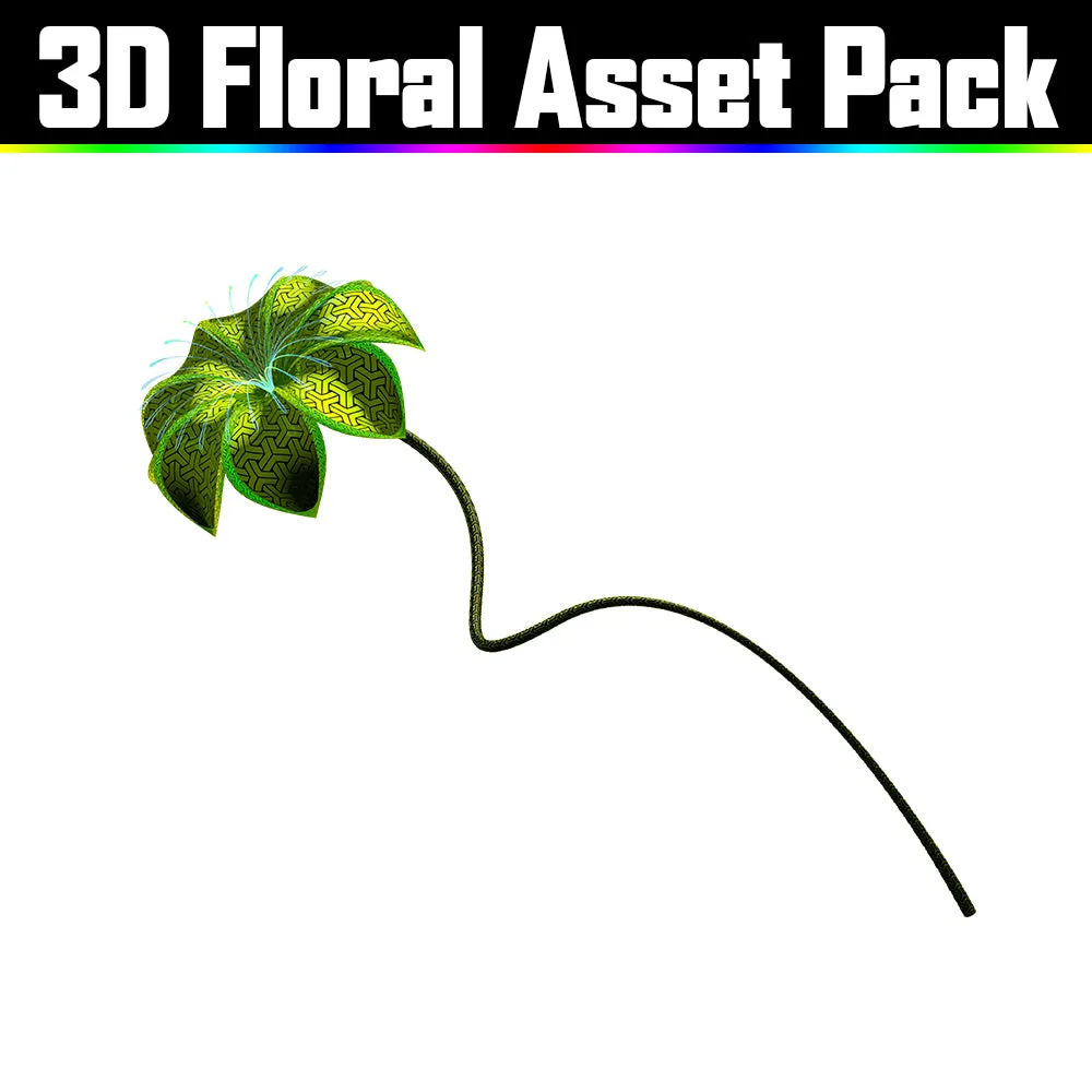 3D Floral Asset Pack - Psychedelic Art Graphic Assets