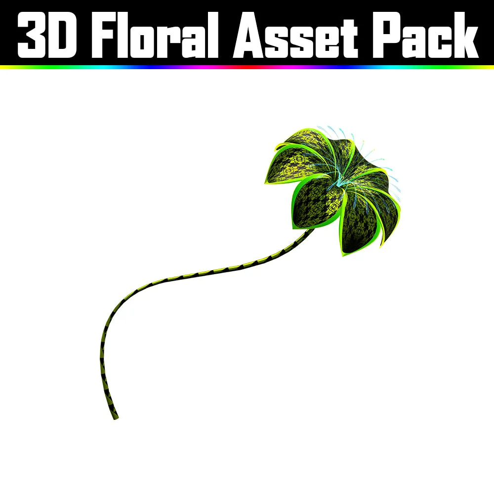 3D Floral Asset Pack - Psychedelic Art Graphic Assets