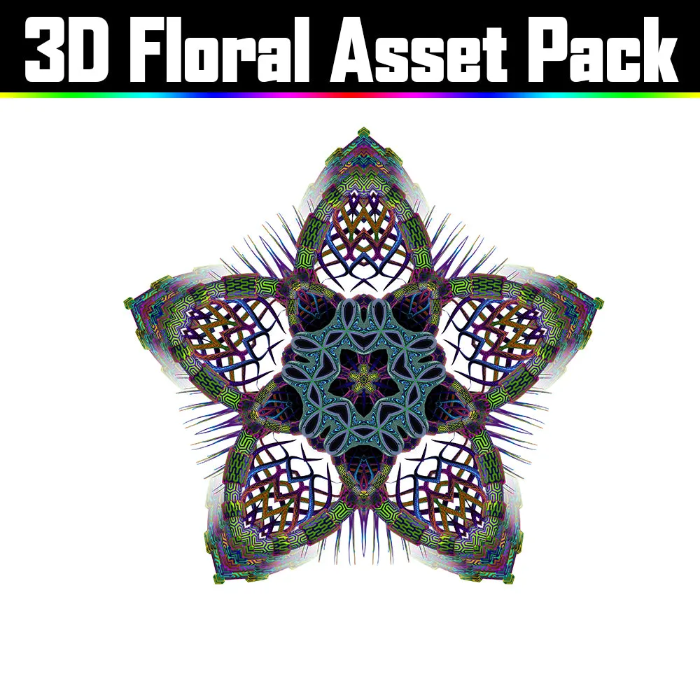 3D Floral Asset Pack - Psychedelic Art Graphic Assets