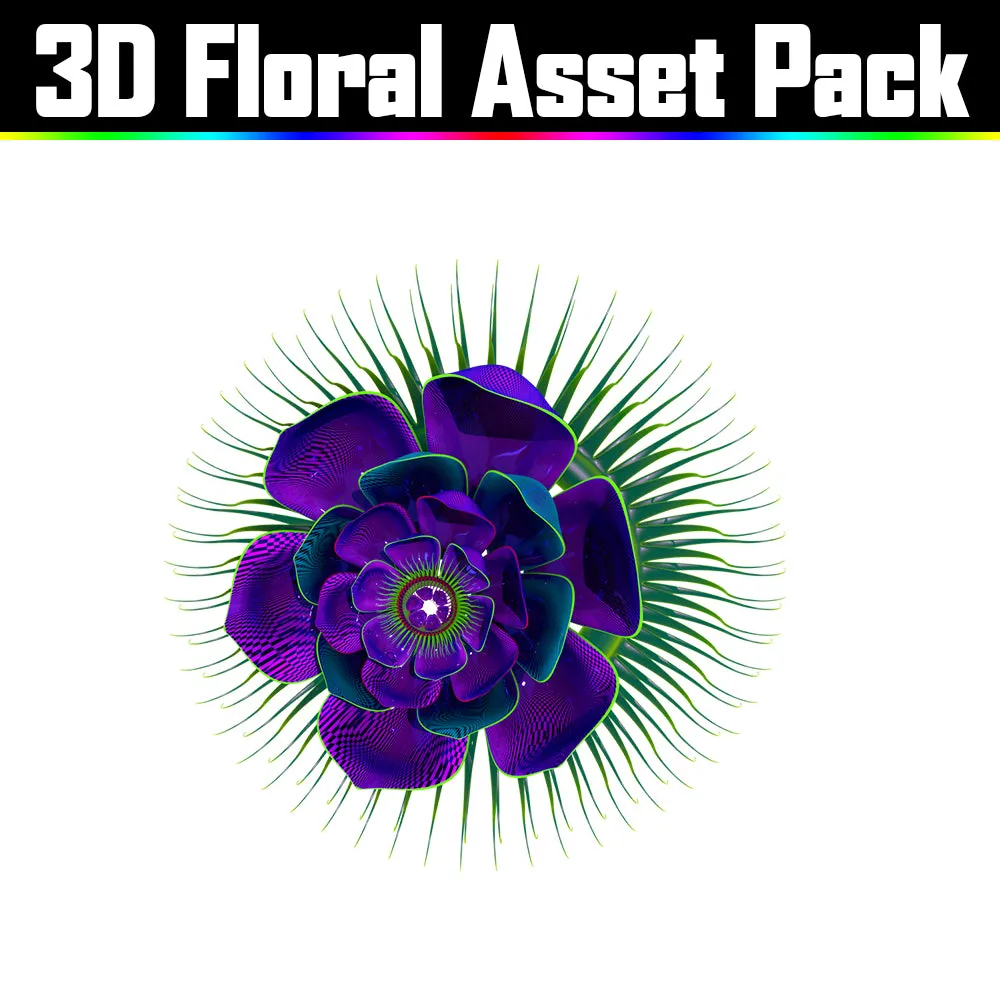 3D Floral Asset Pack - Psychedelic Art Graphic Assets