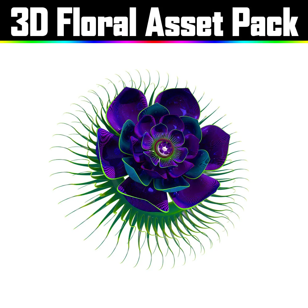 3D Floral Asset Pack - Psychedelic Art Graphic Assets