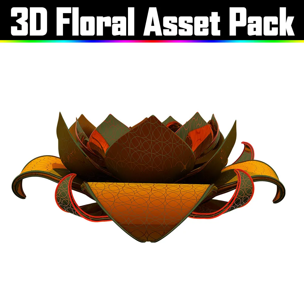 3D Floral Asset Pack - Psychedelic Art Graphic Assets