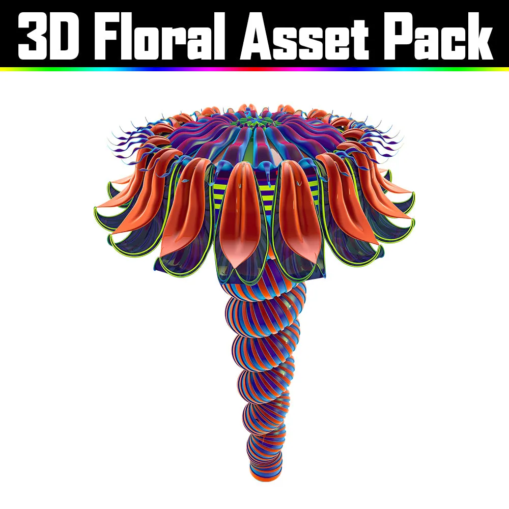 3D Floral Asset Pack - Psychedelic Art Graphic Assets