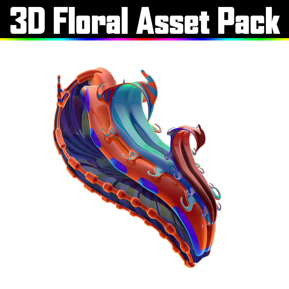 3D Floral Asset Pack - Psychedelic Art Graphic Assets