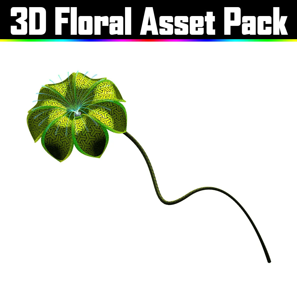 3D Floral Asset Pack - Psychedelic Art Graphic Assets