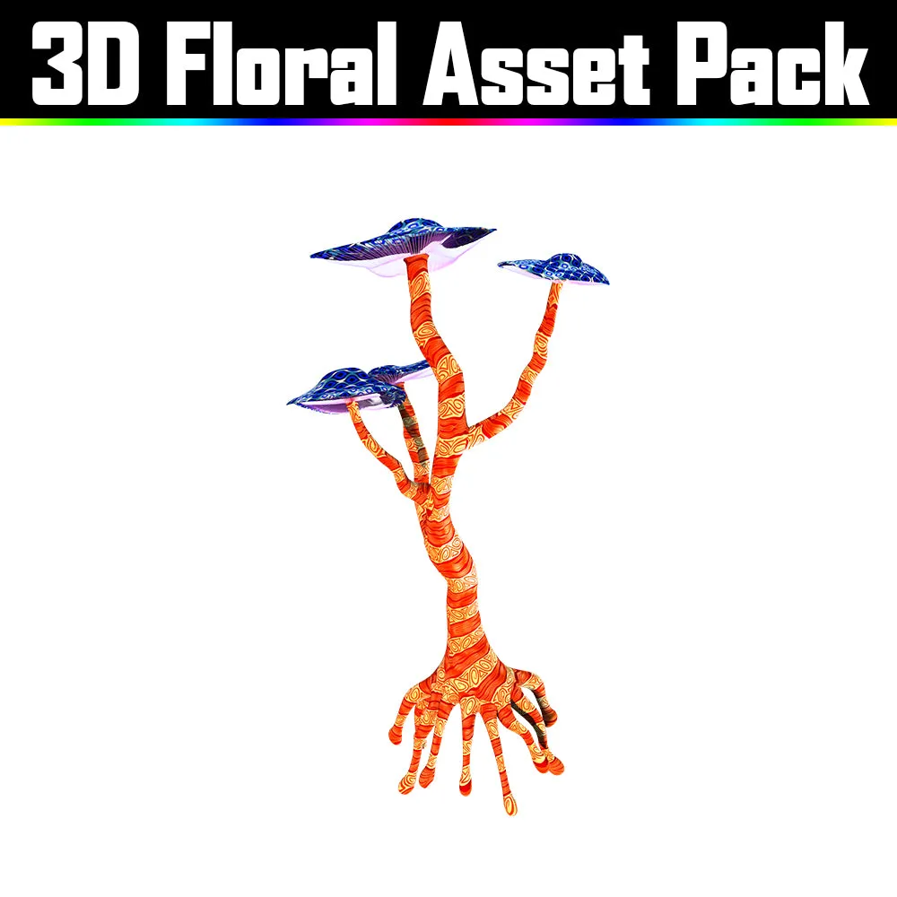 3D Floral Asset Pack - Psychedelic Art Graphic Assets