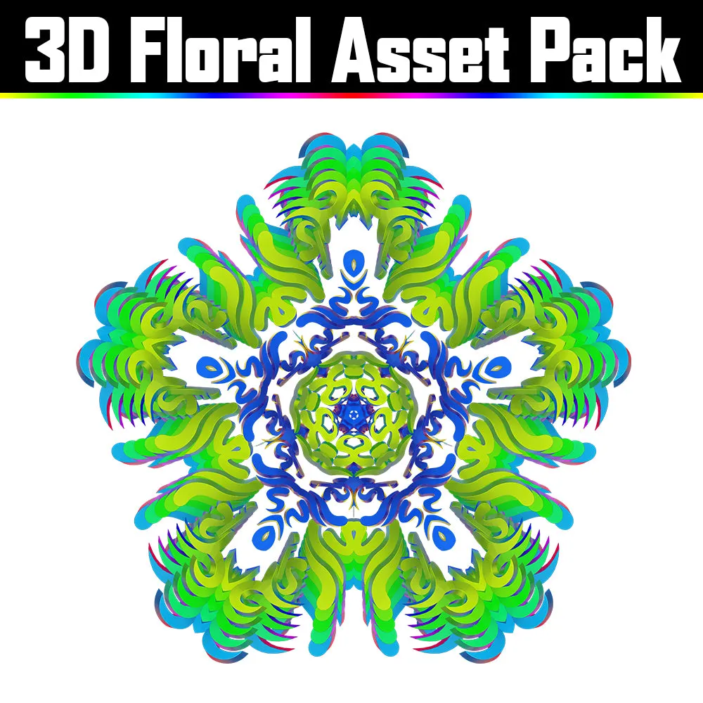 3D Floral Asset Pack - Psychedelic Art Graphic Assets