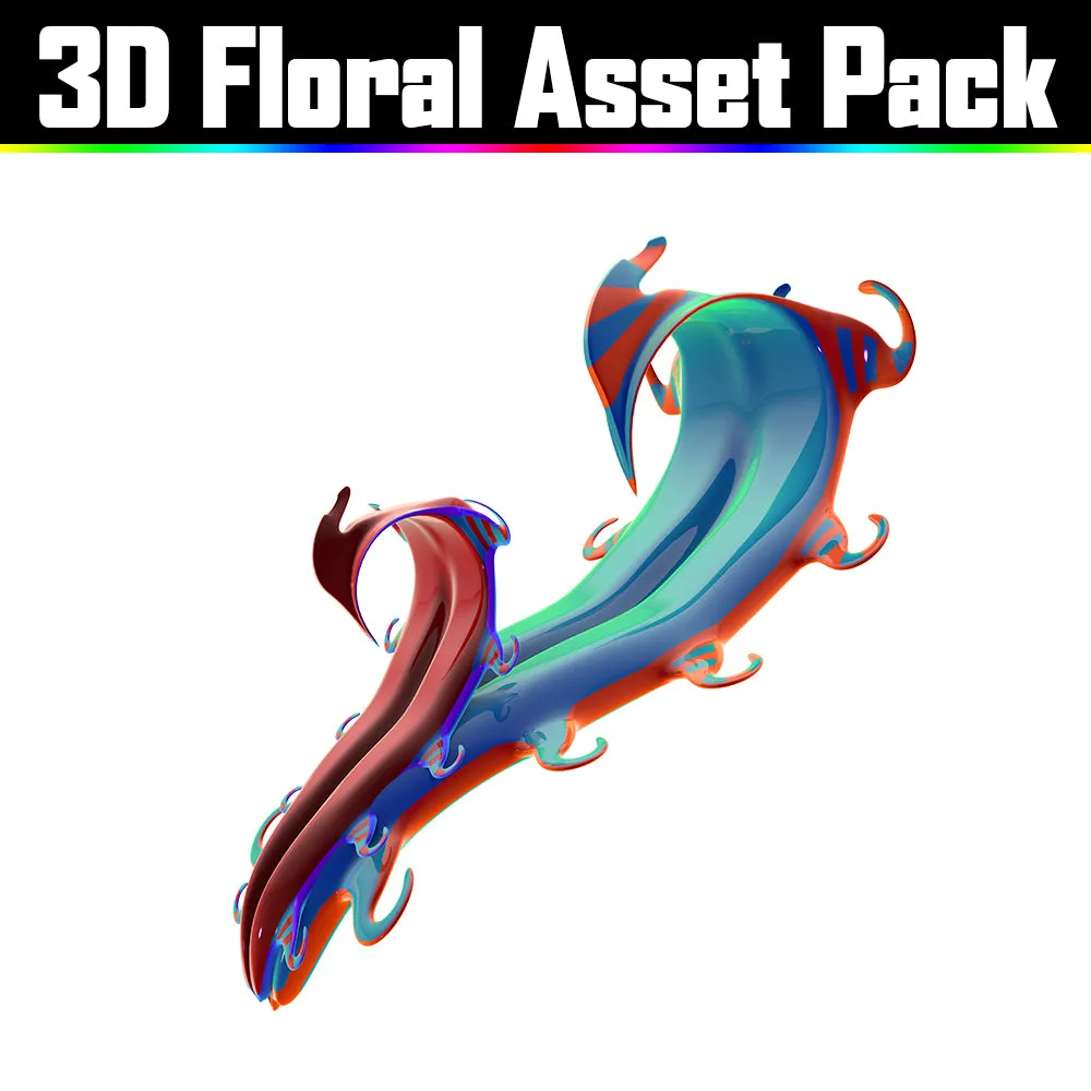 3D Floral Asset Pack - Psychedelic Art Graphic Assets