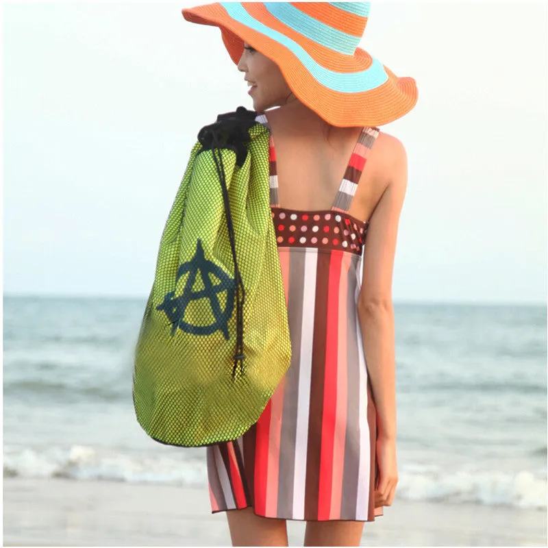 55cm Mesh Swim Beach and Pool Drawstring Backpack Bag Waterproof - free Shipping to N.A.