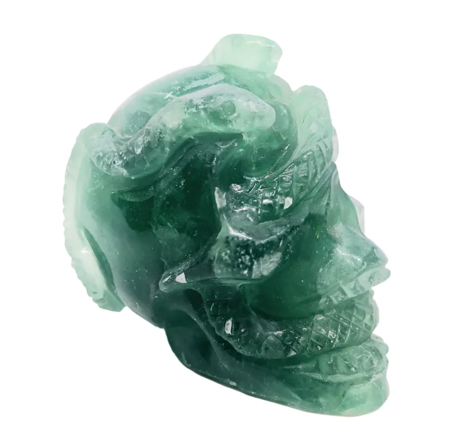 606G Green Fluorite Crystal Medusa Skull