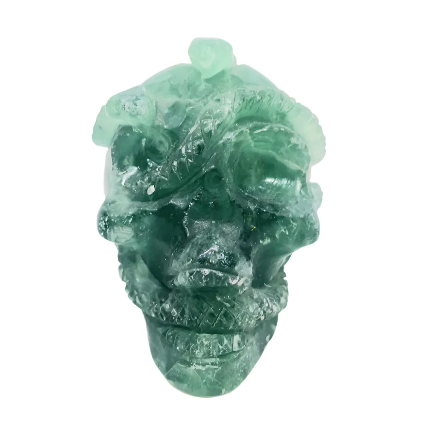 606G Green Fluorite Crystal Medusa Skull