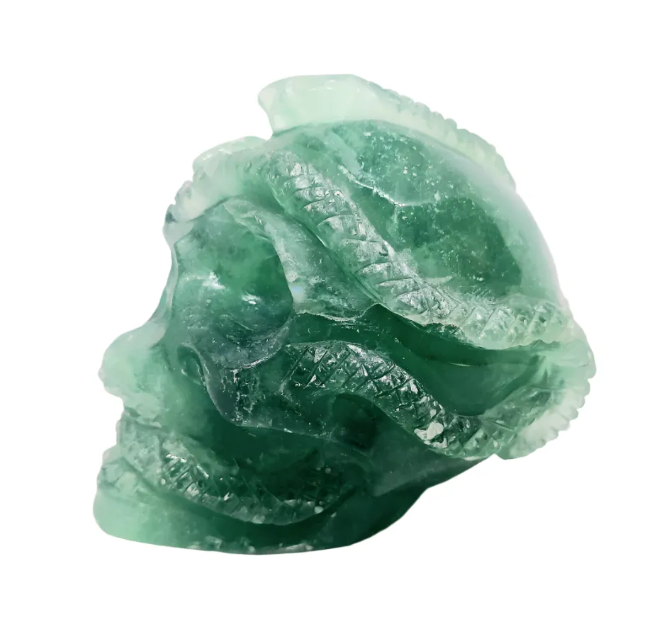 606G Green Fluorite Crystal Medusa Skull