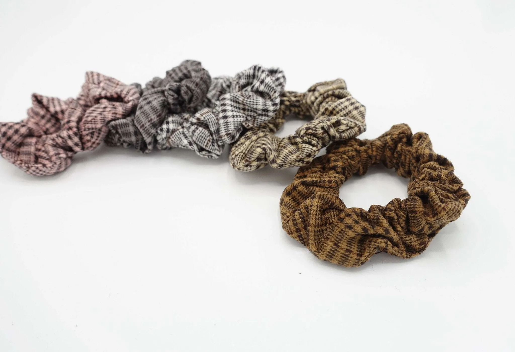 a set of 5 Suede plaid check scrunchies Autumn Winter Hair scrunchy women hair accessories