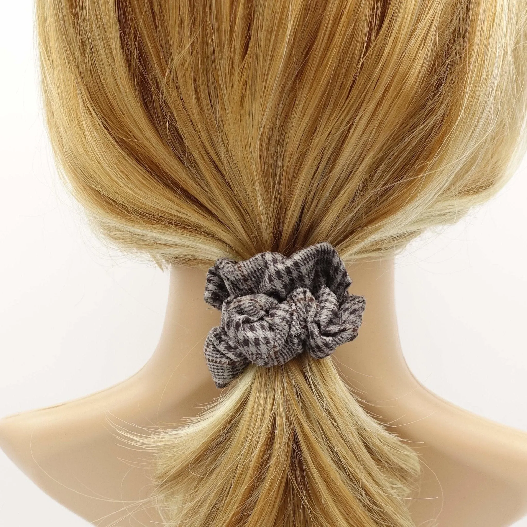 a set of 5 Suede plaid check scrunchies Autumn Winter Hair scrunchy women hair accessories