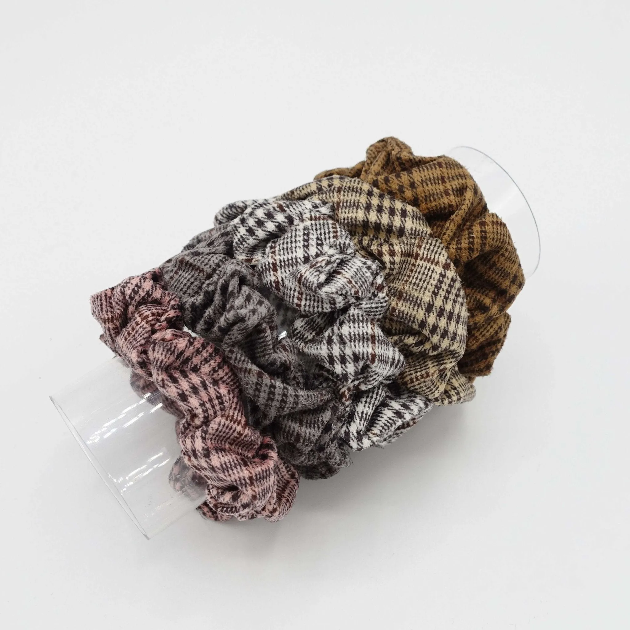 a set of 5 Suede plaid check scrunchies Autumn Winter Hair scrunchy women hair accessories