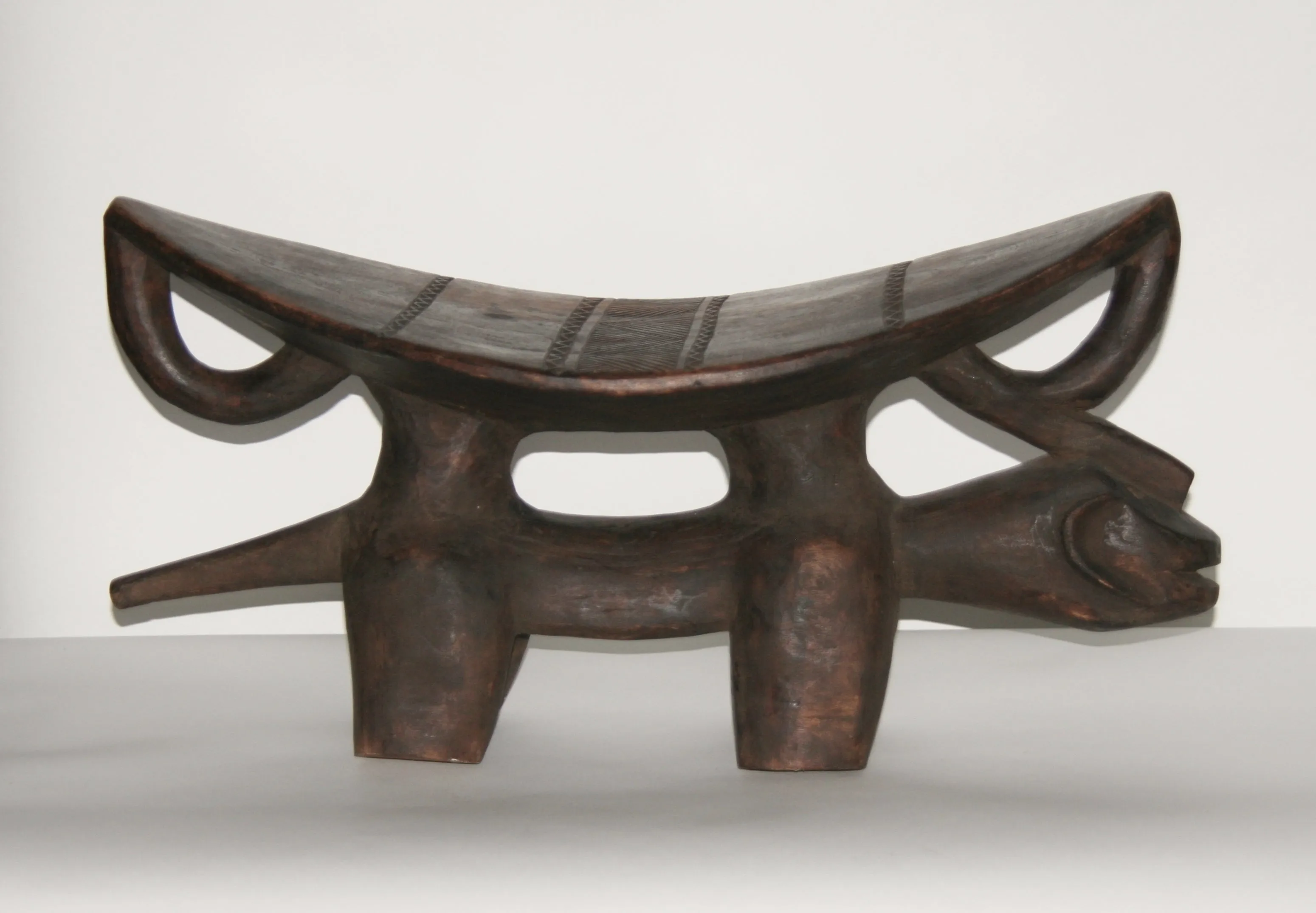 African Headrest Dogon Zoomorphic Stool Carved in Mali, West Africa