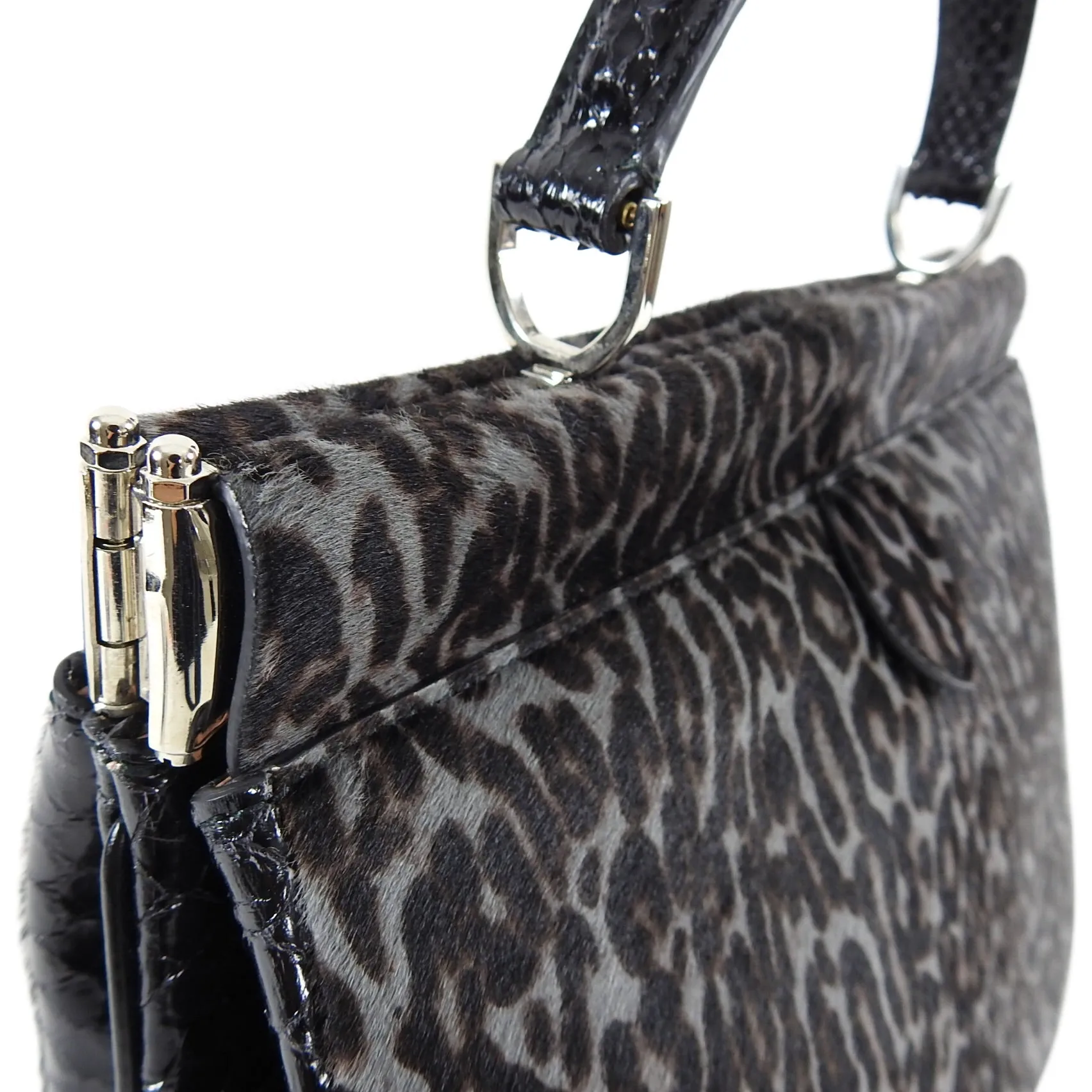 Alaia Grey Leopard Calf Hair and Python Docteur Bag