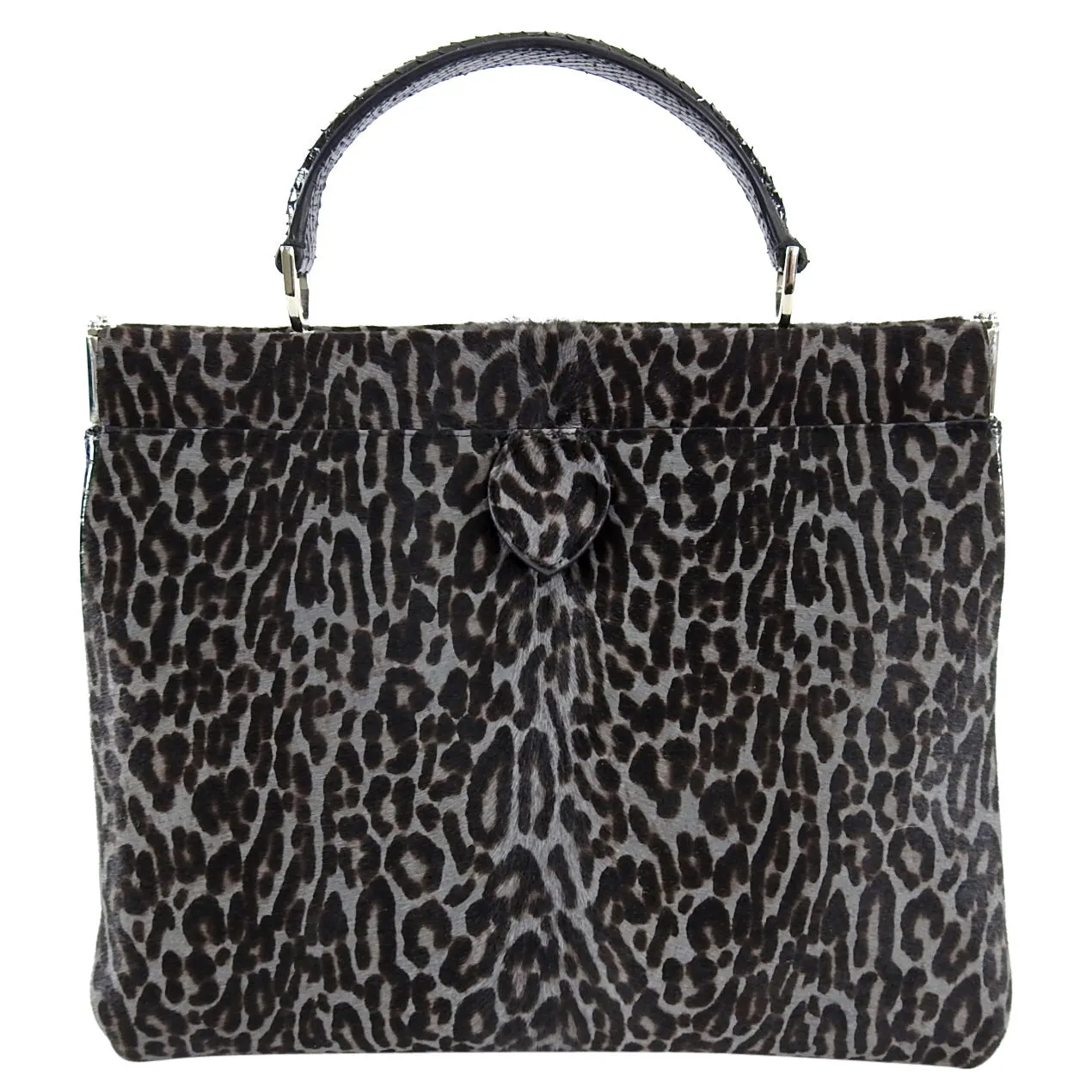 Alaia Grey Leopard Calf Hair and Python Docteur Bag