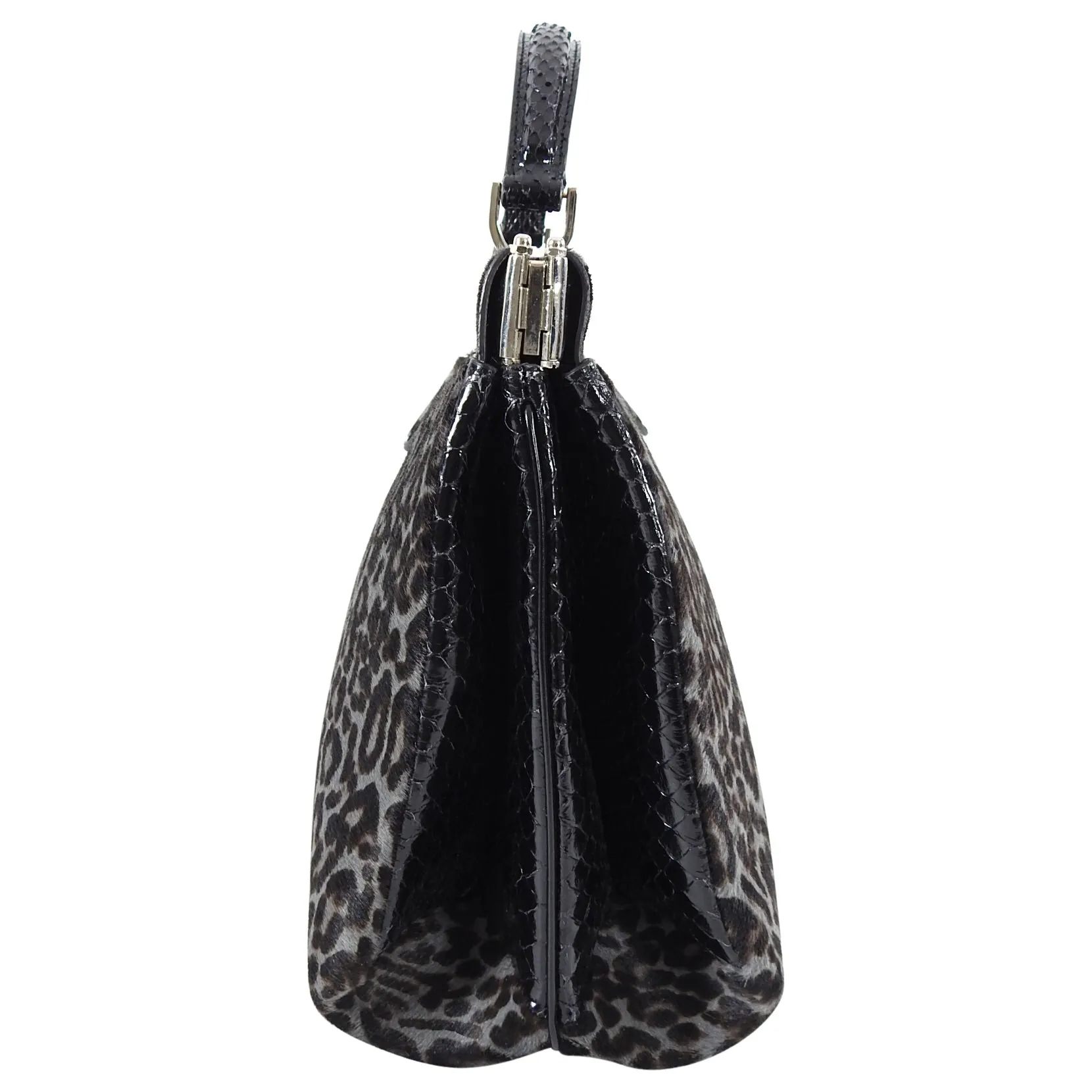 Alaia Grey Leopard Calf Hair and Python Docteur Bag