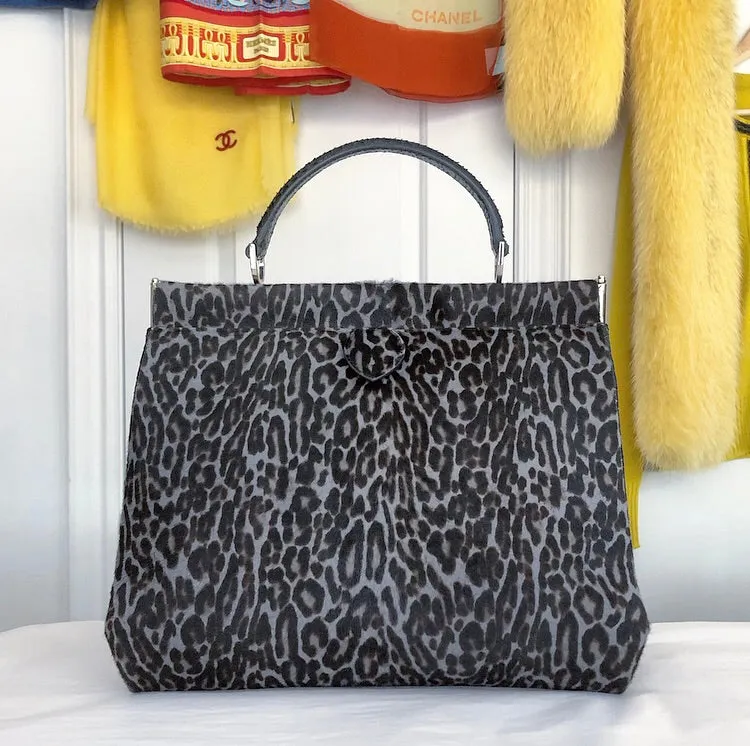 Alaia Grey Leopard Calf Hair and Python Docteur Bag