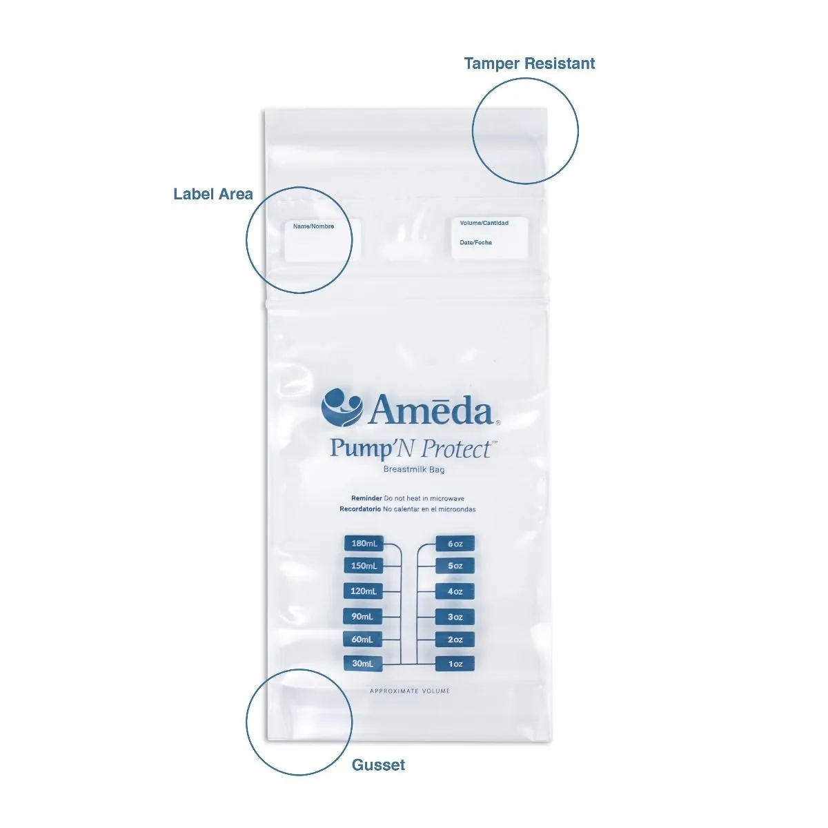 Ameda Pump 'N Protect 6oz Breast Milk Storage Bags