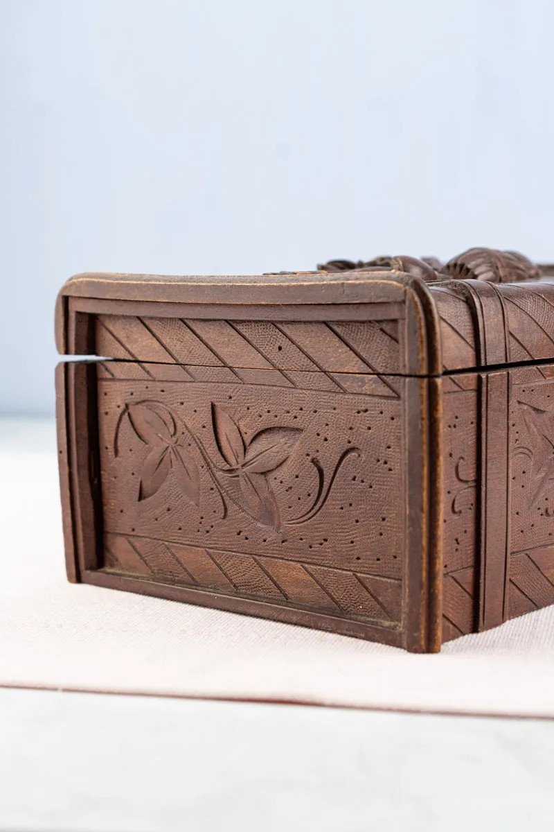 Antique French Carved Wooden Box