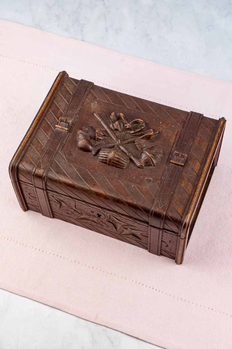 Antique French Carved Wooden Box