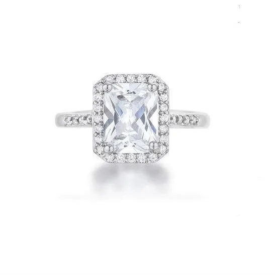 Ariana 3ct Radiant CZ Halo Engagement Ring | 4ct