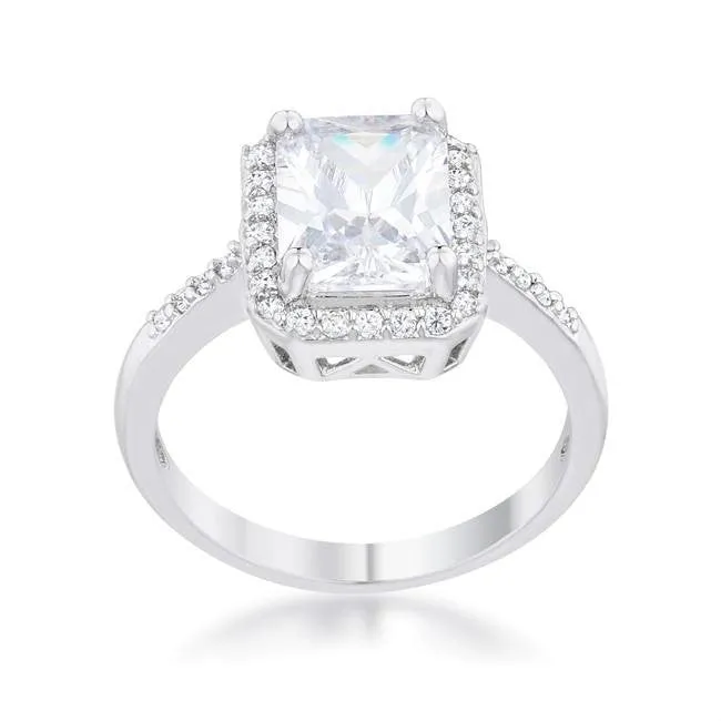 Ariana 3ct Radiant CZ Halo Engagement Ring | 4ct