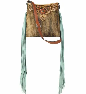 ARIAT LORELEI CROSSBODY BAG- TURQ TASSEL/ TAN CALF HAIR