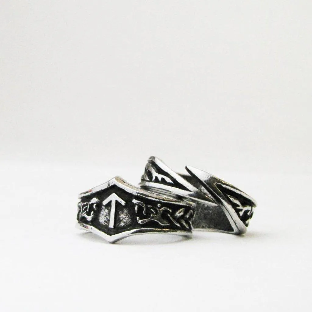 Asgard Tiwaz Letter T Rune Ring - Adjustable