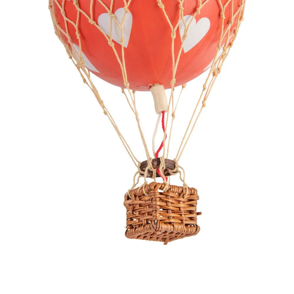 Authentic Models Floating The Skies, Red Hearts - Hot Air Balloon Hanging Decor - 13cm