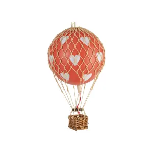 Authentic Models Floating The Skies, Red Hearts - Hot Air Balloon Hanging Decor - 13cm