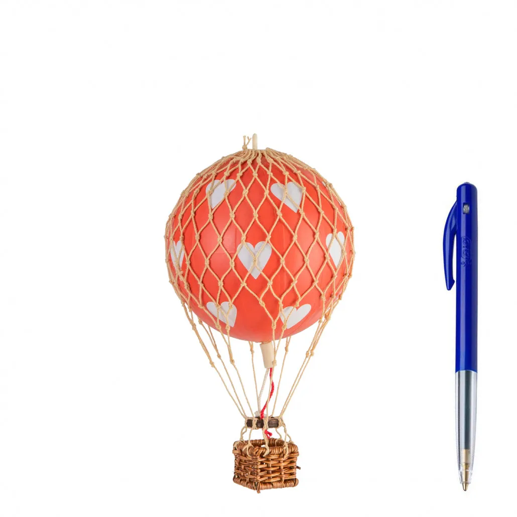 Authentic Models Floating The Skies, Red Hearts - Hot Air Balloon Hanging Decor - 13cm