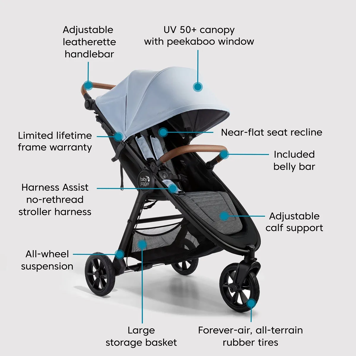 Baby Jogger City Mini GT2 Eco Single Stroller-Parent Console Bundle - Slate Fog