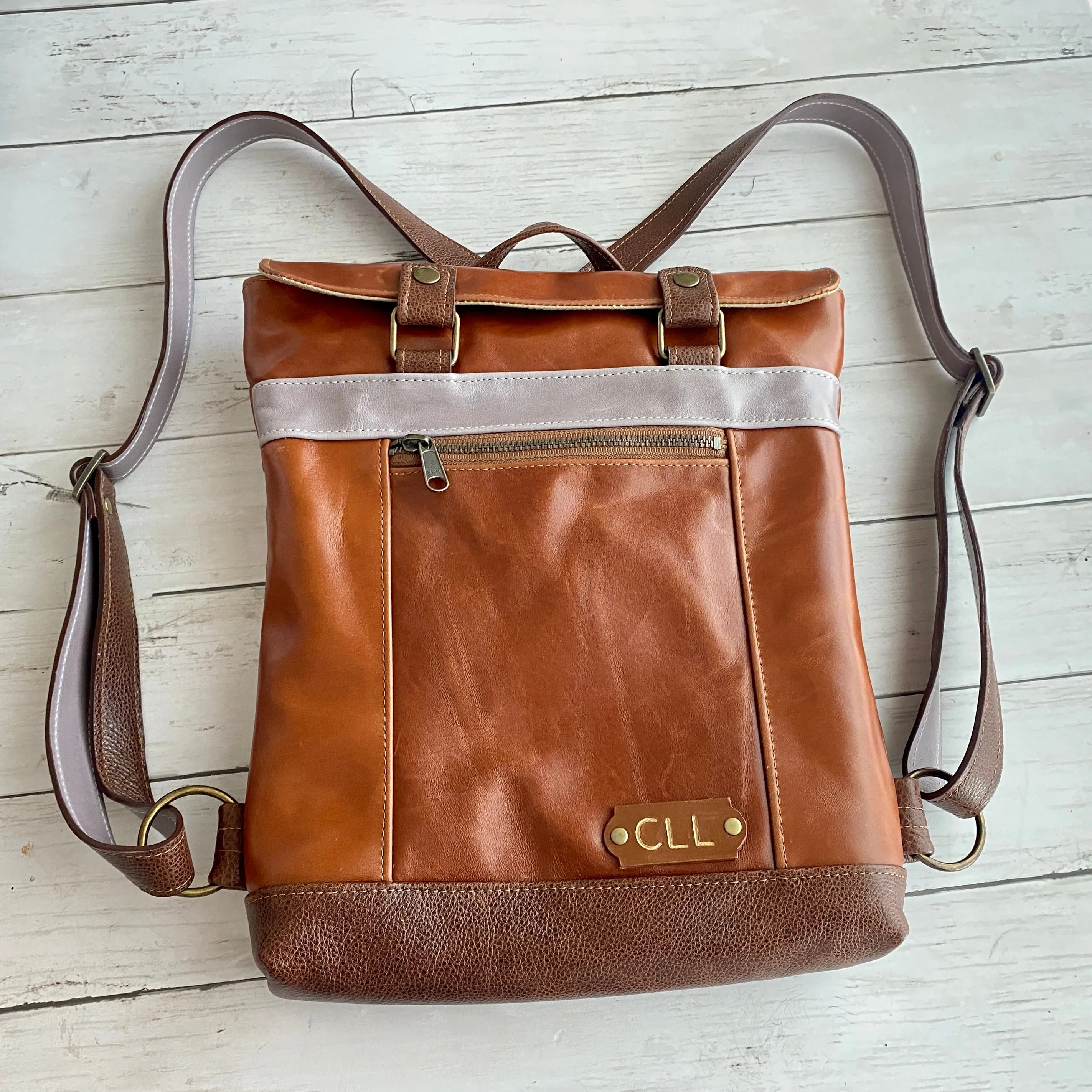 Backpack Mini in Cognac, Chestnut, Morning Mist