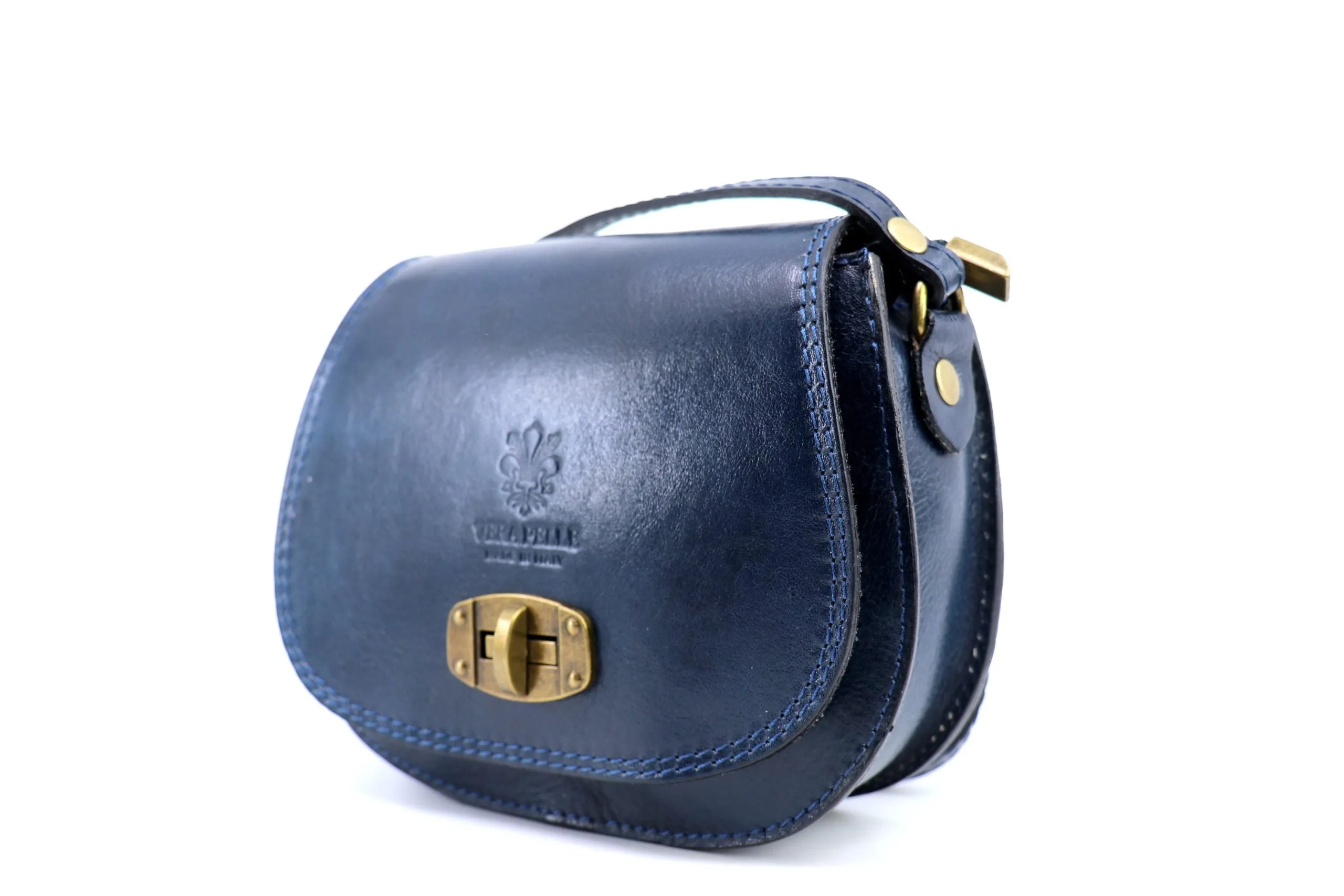 Bagitali Arabella Leather Saddle Bag - Navy