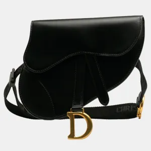 Black Leather Saddle Belt Bag